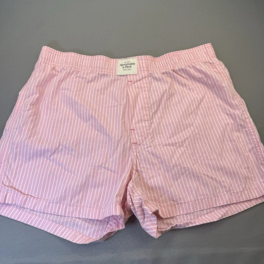 Abercrombie & Fitch Men's Pink White Woven Boxer Shorts Underwear Sz M